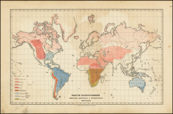 49-World Map By Friedrich Arnold Brockhaus