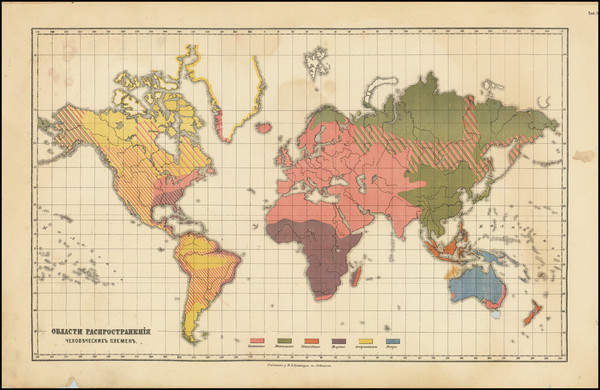 80-World Map By Friedrich Arnold Brockhaus