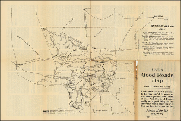 71-Los Angeles Map By Good Roads Campaign Committee