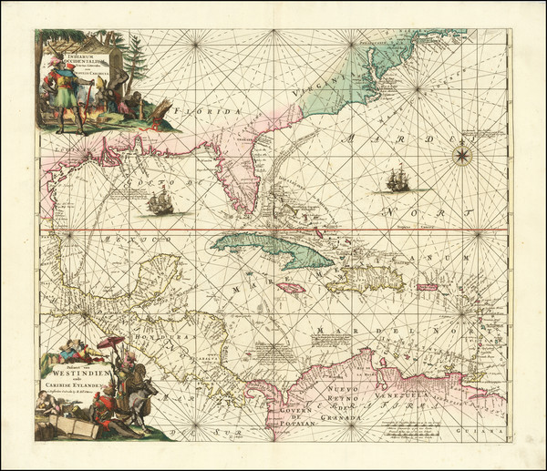 65-Florida, South, Southeast, Caribbean and Central America Map By Reiner & Joshua Ottens