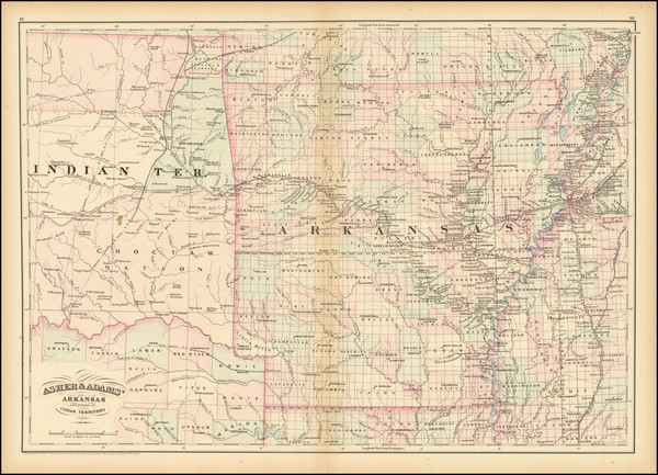 26-Arkansas and Oklahoma & Indian Territory Map By Asher / Adams