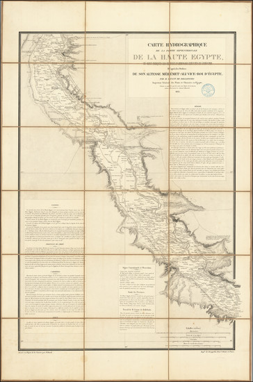 37-Egypt Map By Maurice Adolphe Linant de Bellefonds