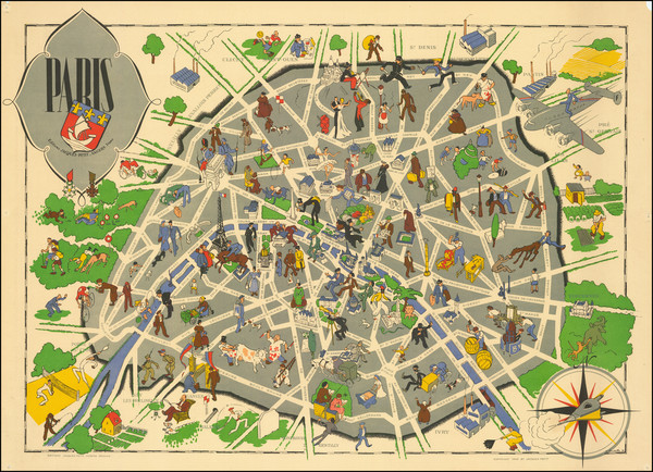 32-Paris and Île-de-France and Pictorial Maps Map By Willy Landelle