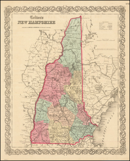 26-New Hampshire Map By Joseph Hutchins Colton