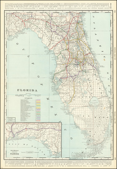 91-Florida Map By George F. Cram