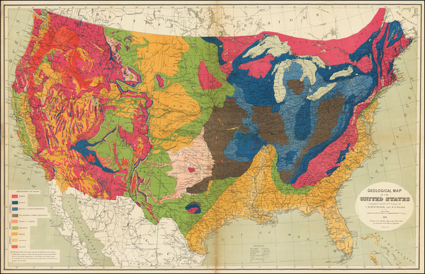 12-United States and Geological Map By W.P. Blake / Charles Henry Hitchcock