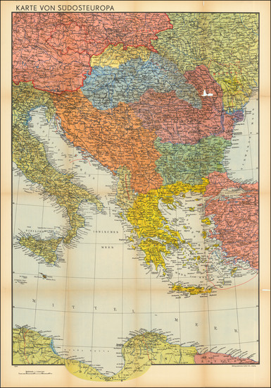 21-Balkans, World War II and Greece Map By Bibliographische Institut