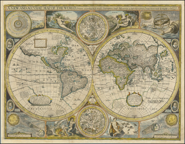 87-World and California as an Island Map By John Speed