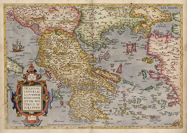92-Europe, Balkans, Balearic Islands and Greece Map By Abraham Ortelius