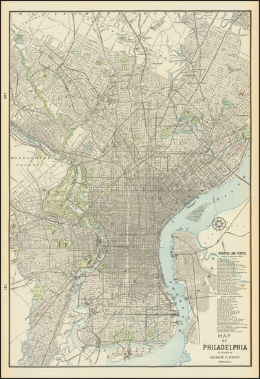 31-Philadelphia Map By George F. Cram