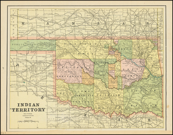 74-Oklahoma & Indian Territory Map By George F. Cram