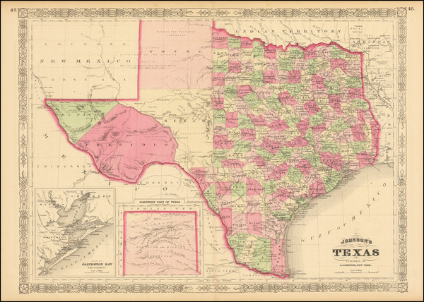 54-Texas Map By Alvin Jewett Johnson