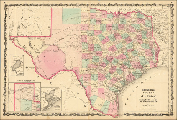 74-Texas Map By Benjamin P Ward  &  Alvin Jewett Johnson