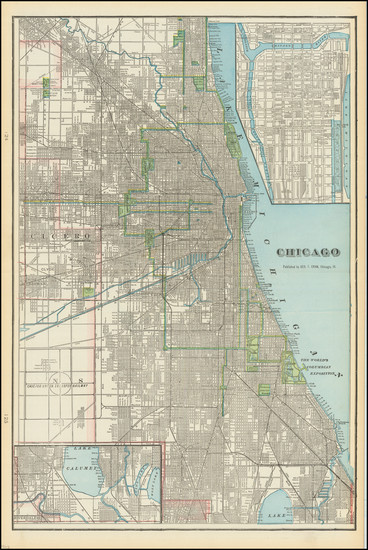 35-Chicago Map By George F. Cram