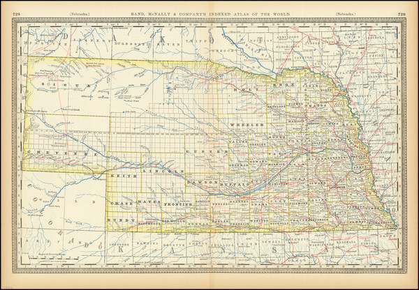 19-Nebraska Map By Rand McNally & Company