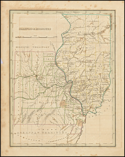 19-Illinois and Missouri Map By Thomas Gamaliel Bradford