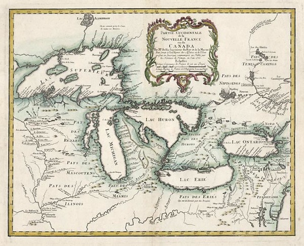 92-Midwest and Canada Map By Homann Heirs / Jacques Nicolas Bellin