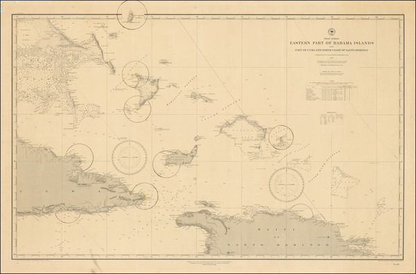 36-Cuba, Hispaniola and Bahamas Map By U.S. Hydrographical Office
