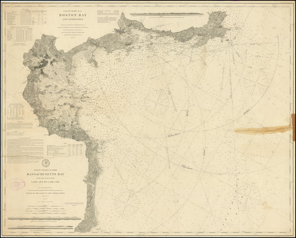 82-Massachusetts and Boston Map By U.S. Coast & Geodetic Survey