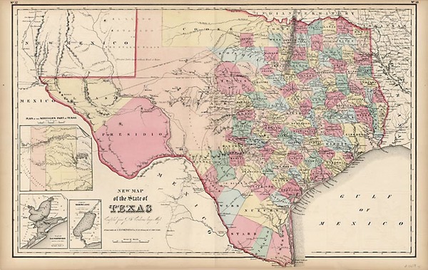 43-Texas Map By Joseph Hutchins Colton