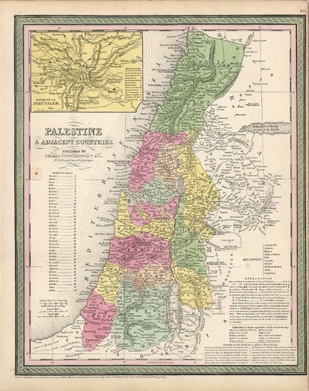 24-Holy Land Map By Thomas, Cowperthwait & Co.