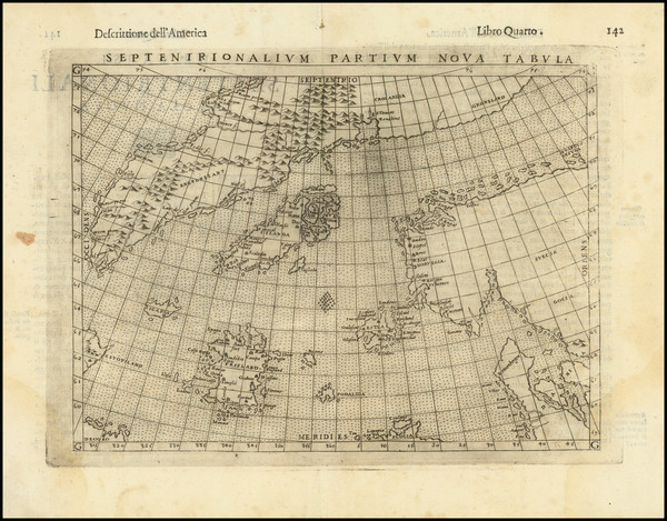 88-Polar Maps, Atlantic Ocean, Scandinavia and Iceland Map By Girolamo Ruscelli