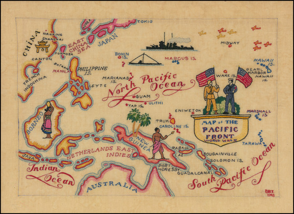 14-Pacific Ocean and World War II Map By B. R. T