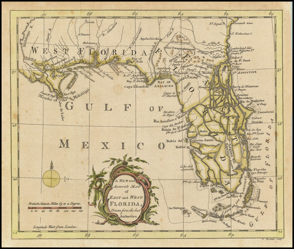 71-Florida and South Map By London Magazine