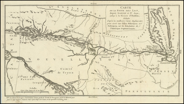 31-Vermont, New York State and American Revolution Map By Michel Rene Hilliard d'Auberteuil