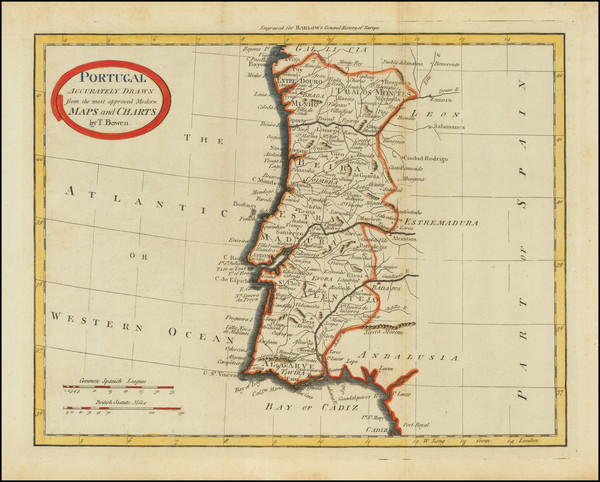 Old Map of Portugal 1700 Mapa de Portugal Portuguese map