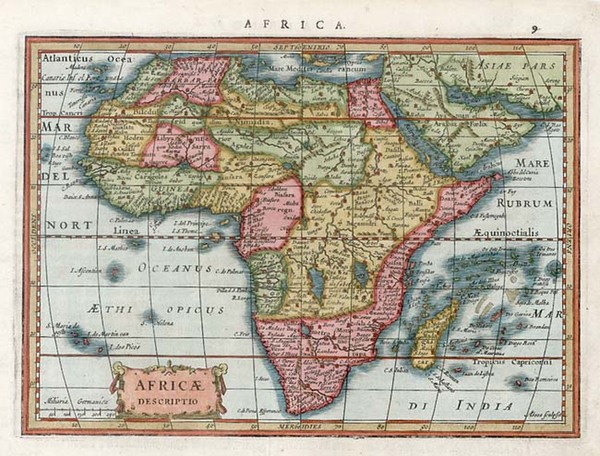 86-Africa and Africa Map By Jodocus Hondius / Gerard Mercator