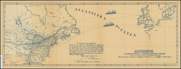 94-Atlantic Ocean, United States and Sweden Map By F.L. Schmidt