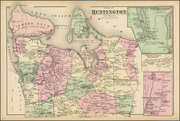 60-New York State Map By F. W. Beers