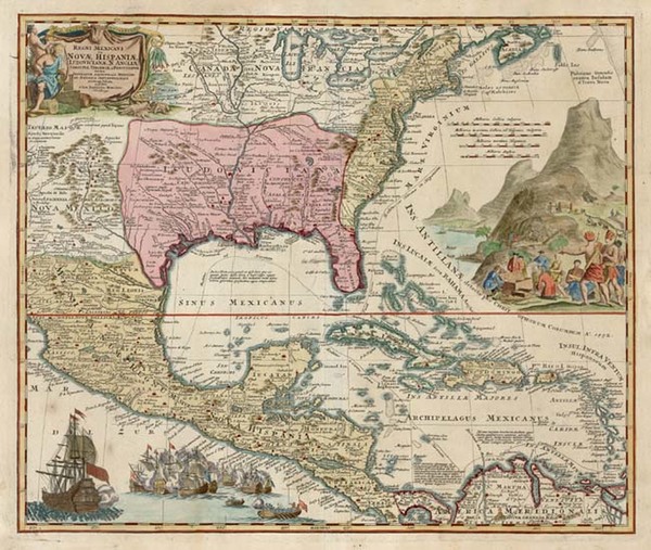 33-South, Southeast, Texas and Midwest Map By Johann Baptist Homann