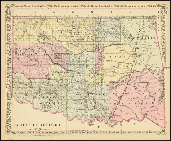 29-Oklahoma & Indian Territory, Colorado and Colorado Map By Samuel Augustus Mitchell Jr.