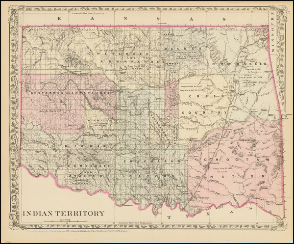 69-Oklahoma & Indian Territory, Colorado and Colorado Map By Samuel Augustus Mitchell Jr.