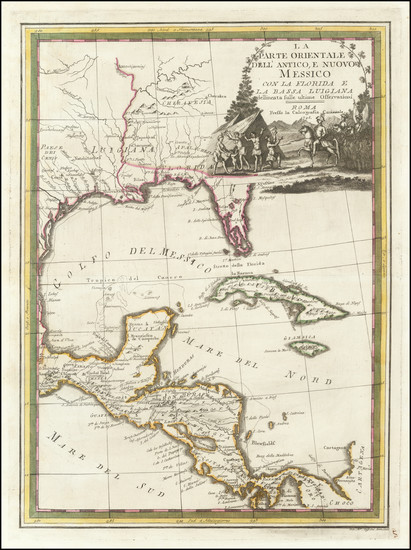 89-Florida, South, Southeast, Texas and Central America Map By Giovanni Maria Cassini