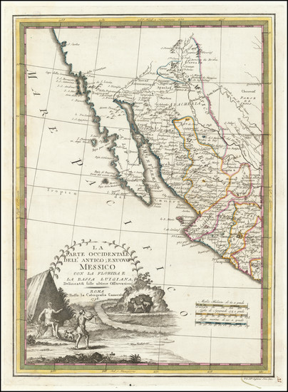 34-Southwest, Arizona, New Mexico, Baja California and California Map By Giovanni Maria Cassini