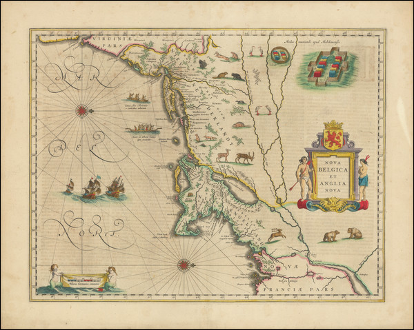 49-New England, New York State and Mid-Atlantic Map By Willem Janszoon Blaeu