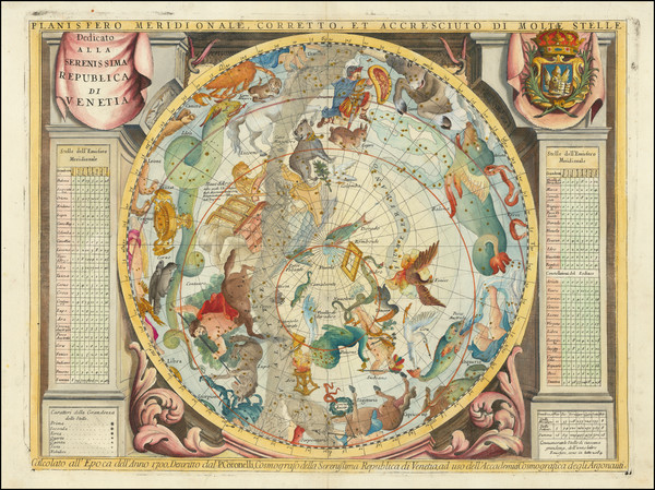 6-Celestial Maps Map By Vincenzo Maria Coronelli