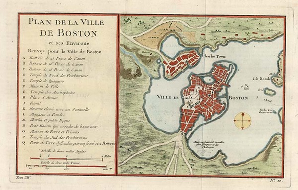 46-New England Map By Jacques Nicolas Bellin