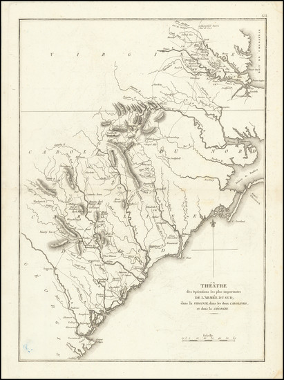 96-Southeast, Virginia, Georgia, North Carolina, South Carolina and American Revolution Map By Joh