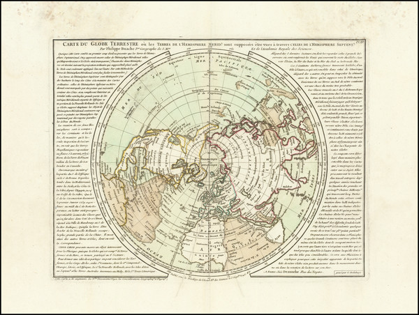 41-World, Northern Hemisphere, Southern Hemisphere and Polar Maps Map By Philippe Buache