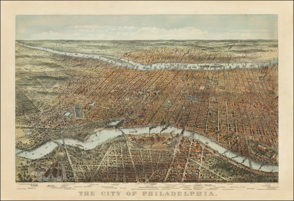 80-Philadelphia Map By Nathaniel Currier  &  James Merritt Ives