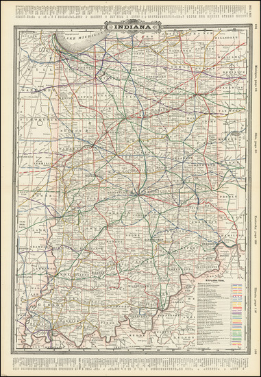 23-Indiana Map By George F. Cram