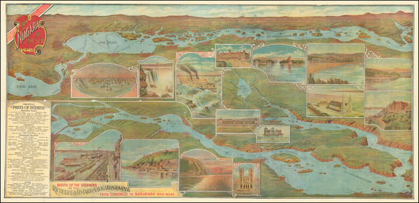 65-New York State and Eastern Canada Map By Richelieu & Ontario Navigation Company 