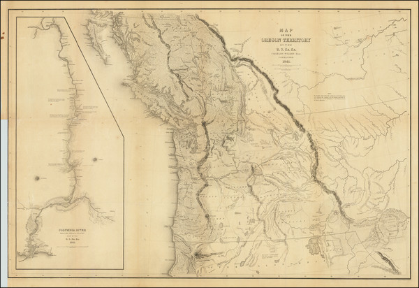 2-Idaho, Montana, Wyoming, Oregon, Washington, California and Canada Map By Charles Wilkes