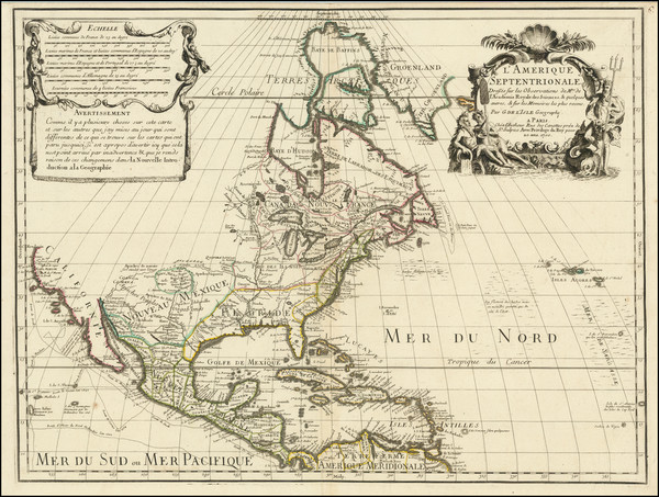 89-North America and California Map By Guillaume De L'Isle