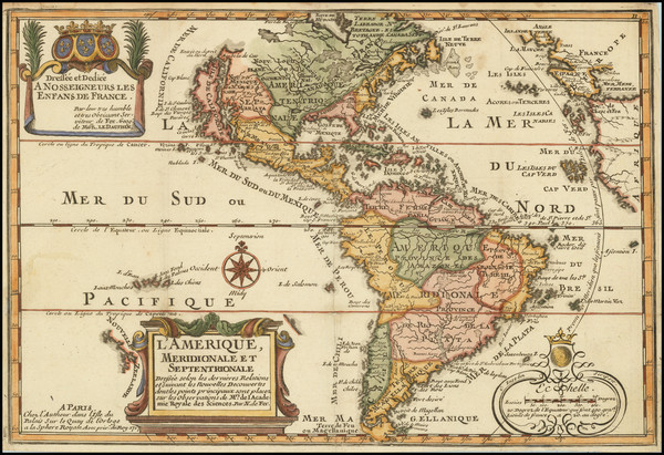 94-California as an Island and America Map By Nicolas de Fer