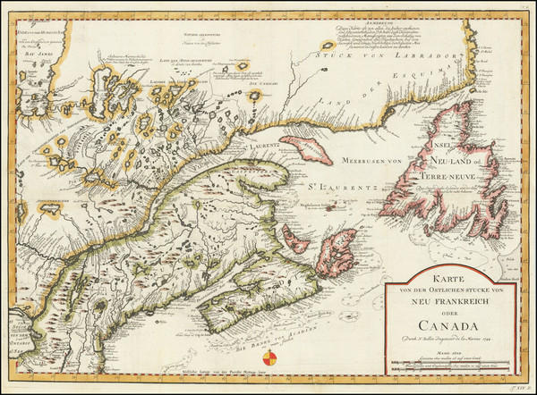 95-New England and Eastern Canada Map By Jacques Nicolas Bellin